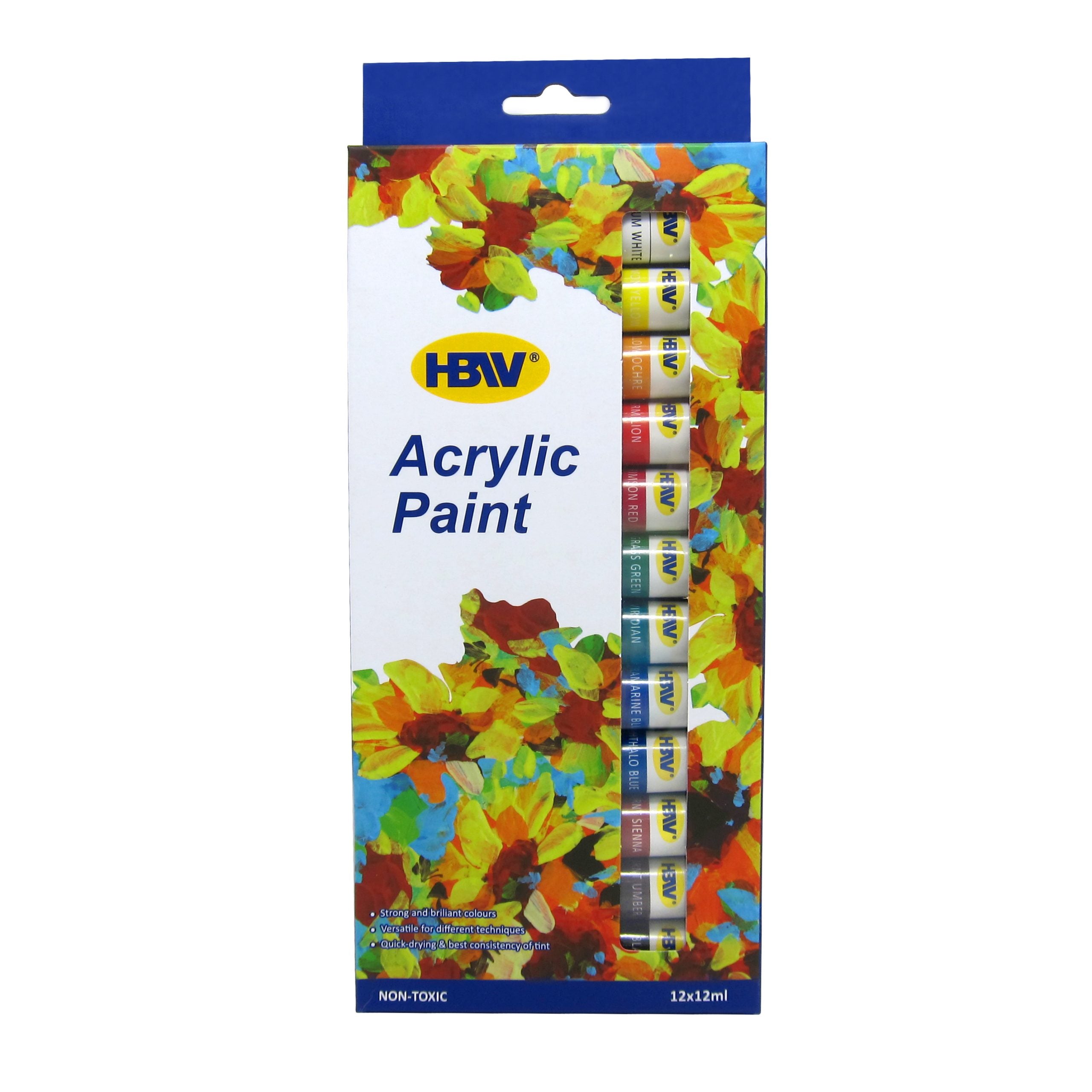 “HBW”, ACRYLIC PAINT 12 COLORS (12ml)